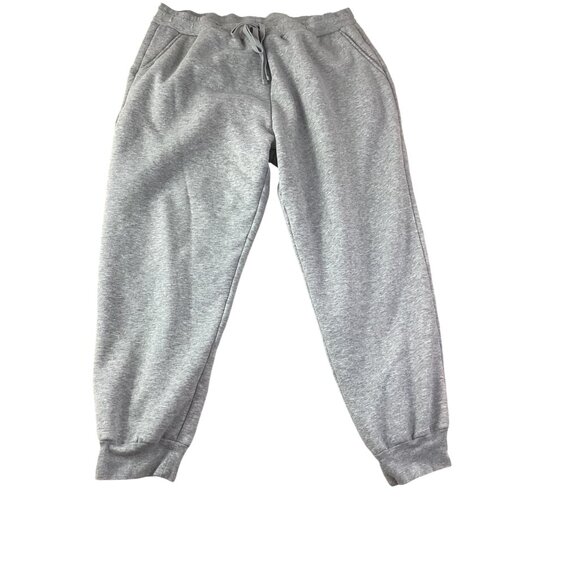Womens Grey Fleece-Lined Jogger Sweatpants*XX-Large Plus Petite*Drawstring*EUC - Picture 1 of 7